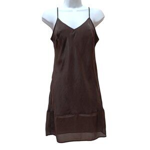Gold Hawk Chocolate Brown Silk Chemise Slip Dress Womens S Y2K Style Glam Luxury
